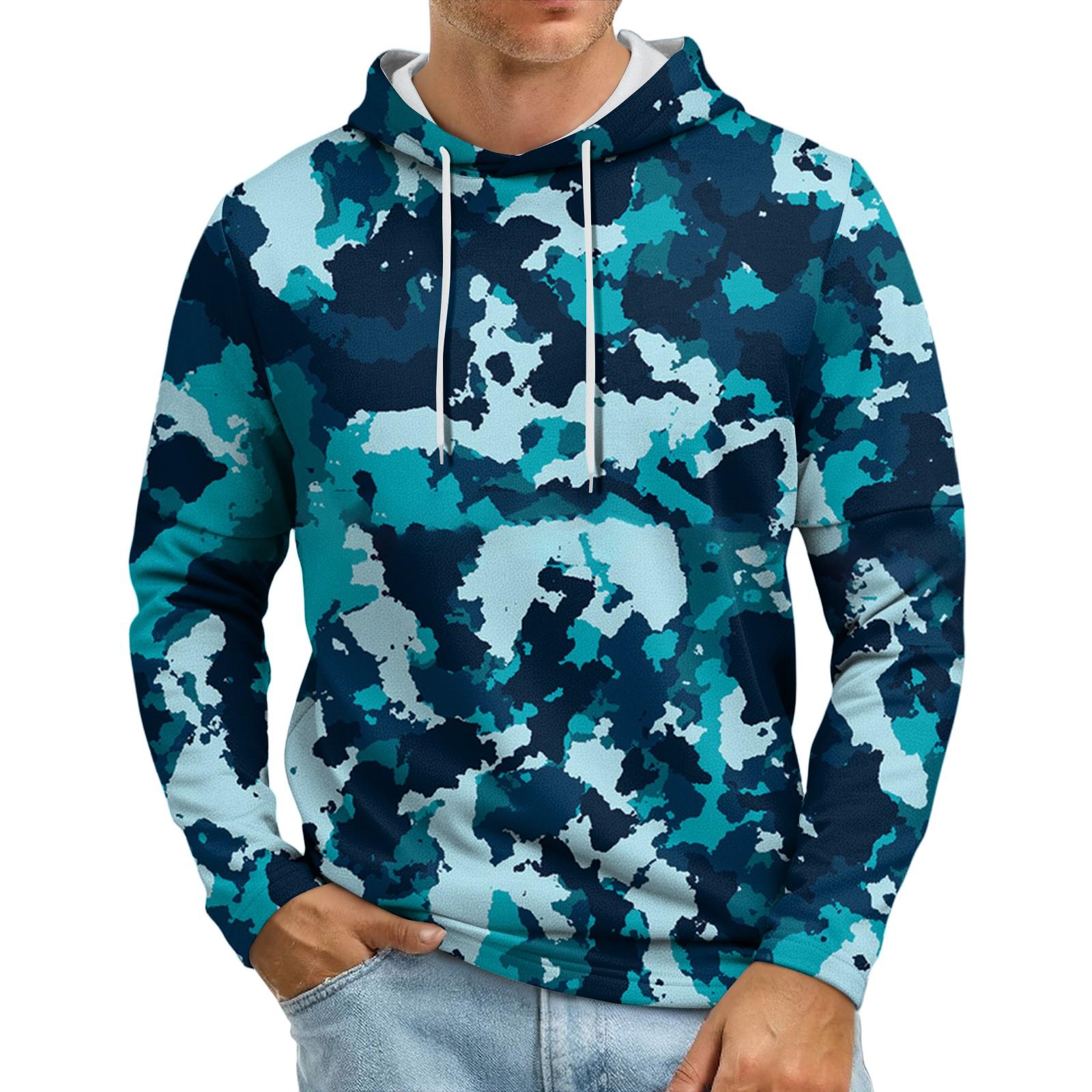 

Мужская толстовка с капюшоном свободного кроя в стиле кэжуал с камуфляжным принтом L