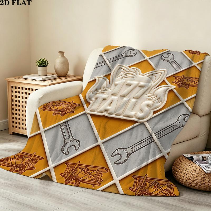 Tails Printed Flannel Blanket, soft throw for bedroom sofa, washable, Christmas present, great gift.