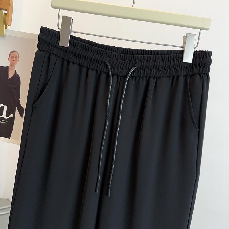 2025 Women's Plus Size High Waist Slimming Straight-Leg Floor-Length Casual Suit Pants