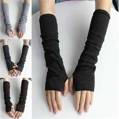 Gestrickte Lange Fingerlose Fäustlinge Handschuhe Armstulpen Dehnbarer Fäustling Unisex Häkeln Halbfinger Lange Handschuhe