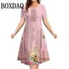 Summer Short Sleeve Clothing Colorful Print Women's Dresses Casual Fashion Plus Size Loose Pullover Elegant Dress For Woman