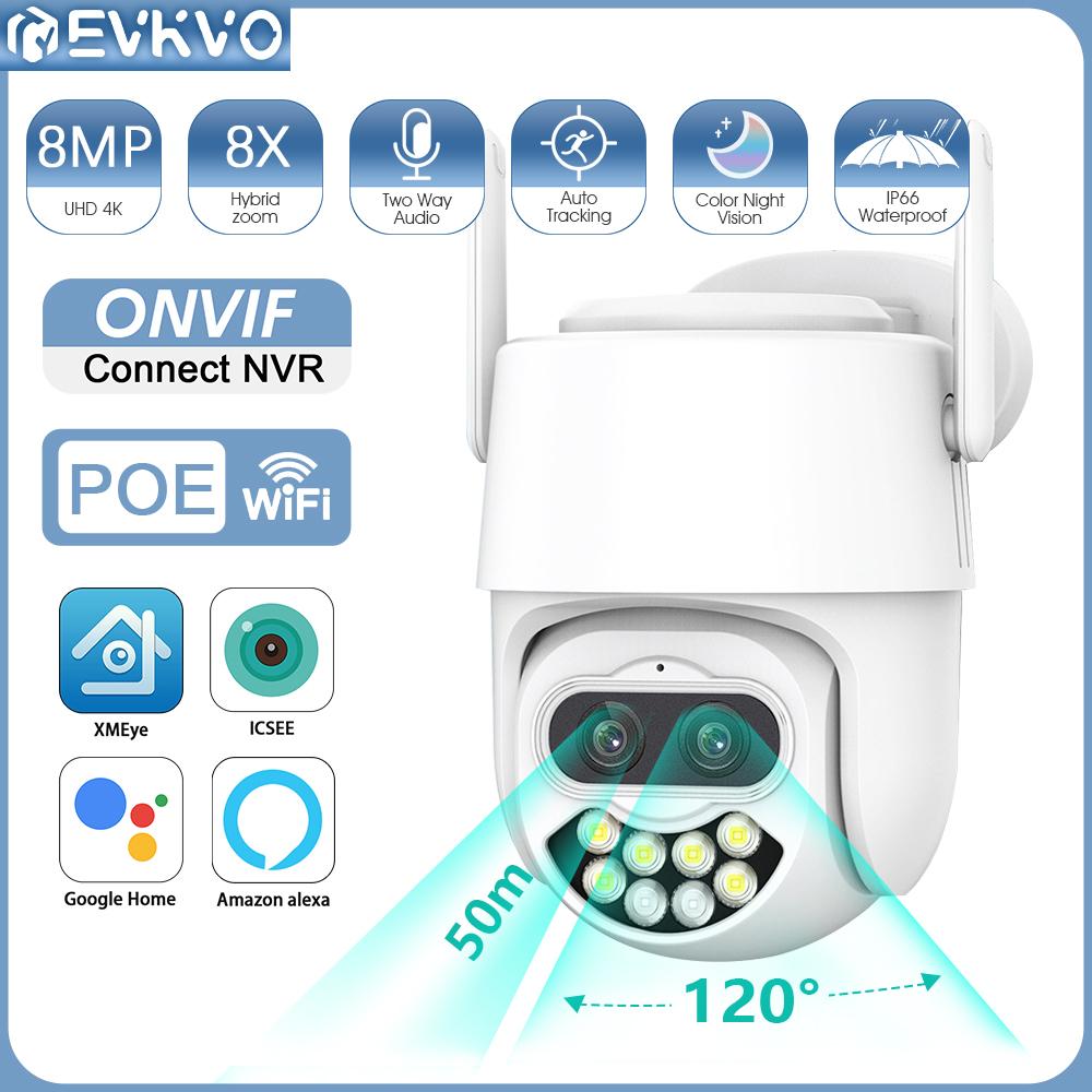 

ICSEE 8MP 8X оптический зум IP-камера Wi-Fi + POE Безопасность CCTV Двойной объектив Цветное ночное видение IP66 Наружное наблюдение WiFi-камера ICSEE PRO ONVIF