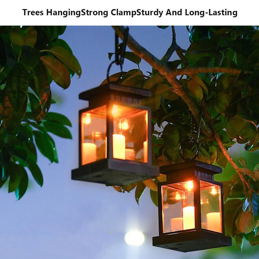 Solar Hanging Lantern Outdoor, Waterproof LED Solar Candle Light, Solar Powered Hanging Light With Clip For Patio Porch Deck Yard Garden Decor