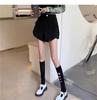 Spring 2024 Women's Black High-Waist Slimming A-line Shorts - Small Size, Fashionable Casual Design