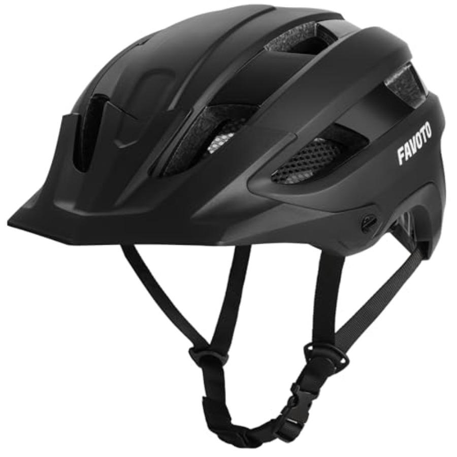 Шлем для горного велосипеда для взрослых - Легкий, сертифицированный CPSC, с усиленным каркасом и съемным козырьком, регулируемый шлем для горного и шоссейного велосипеда чёрный