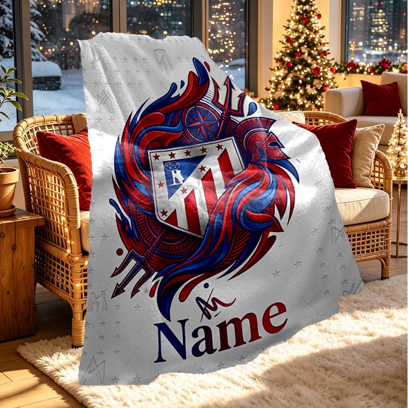 Individualizuotas su vardu Atletico Madrid spaudinio pledas, namų dekoras, miegamasis, sofa, stovyklavimas, svetainės sofa, dovanos gimtadieniui, Kalėdoms