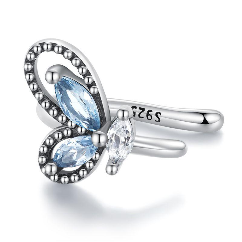 BAMOER 925 Silver Mono Clip Earrings for Girl CZ Platinum Plated Ear Cuffs Non Piercing for Women Wedding Party Jewelry