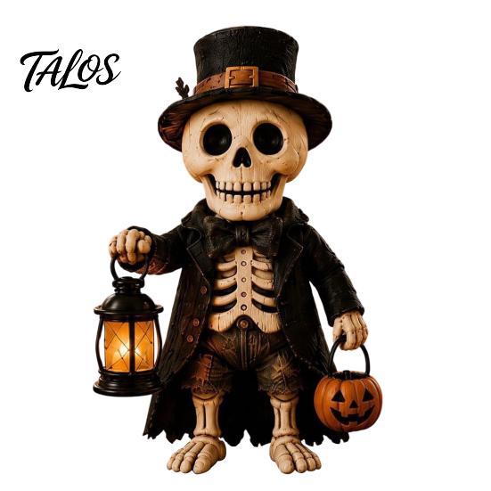 Vintage Tabletop Centerpieces Wooden Halloween Figurine with Lantern, Pumpkin Scarecrow Skeleton Mummy Ghost Witch Indoor Holiday Party Supplies