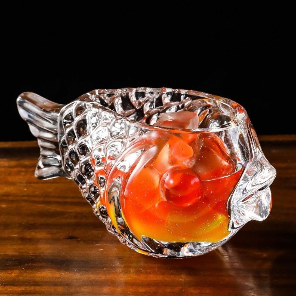 Transparent Pufferfish-shaped Glass Cup Thick Wine Glass Drinkware Fish-shaped Glass  Home Bar