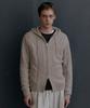 Aran Cable Knit Hooded Zip-Up [Oatmeal]