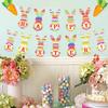 Paper Card Banner Rabbit Carrot Shape Strip Easter Festival Letter Decoration with Rope