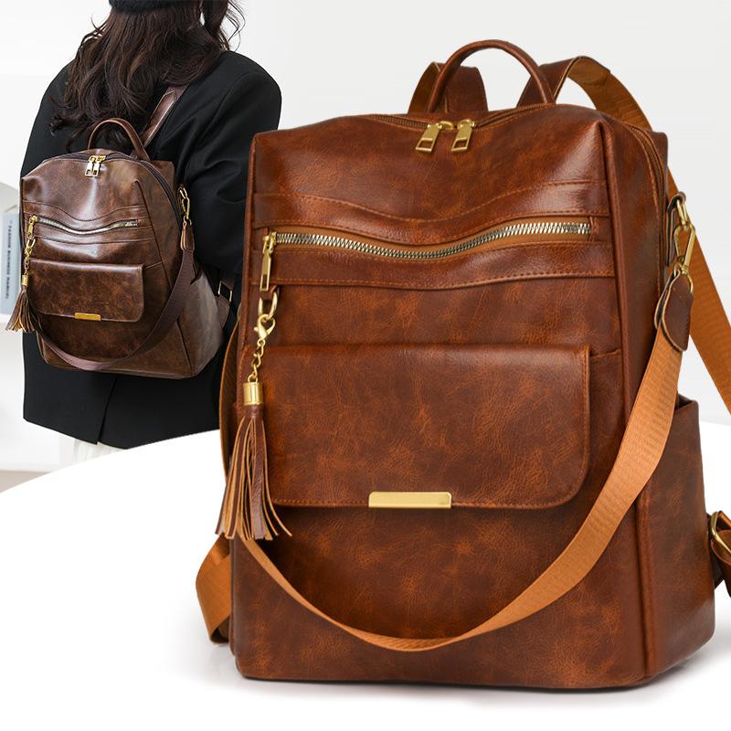 Zaino retro moda europea e americana semplice versatile per pendolari studenti universitari borsa da scuola multi-scomparto borsa a tracolla da donna
