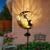 Solar Animal Garden Light, Moon Cat Bird Dog Solar Light with Metal Stake, Solar Powered Outdoor Animal Crescent Light for Patio Pathway Yard Decor