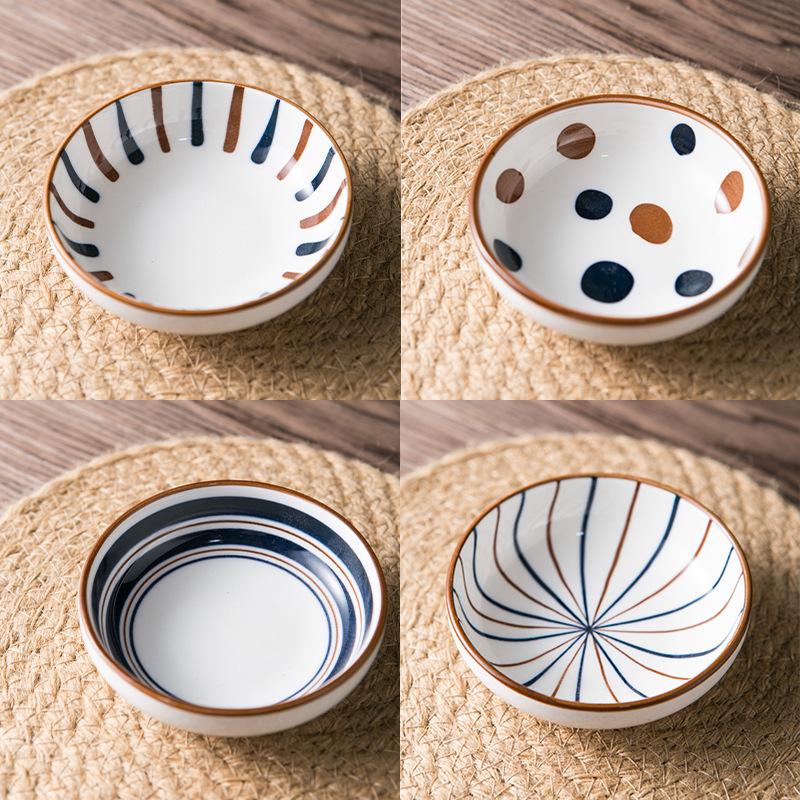 Ceramic Dipping With Vinegar Saucer, Underglaze Color, Small Round Saucer, Snack Hot Pot Restaurant, Hot Sauce Seasoning Saucer, Hot Pot Dipping