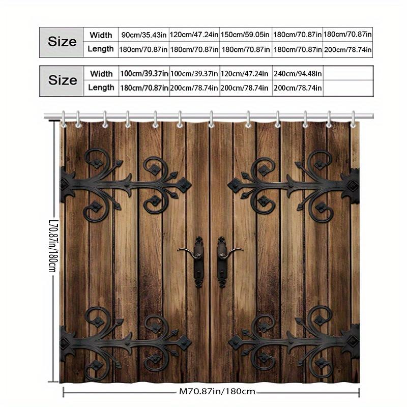 Wooden Door With Iron Hinges Shower Curtain Machine Washable All Season Waterproof Privacy Protection Rustic Design Vintage