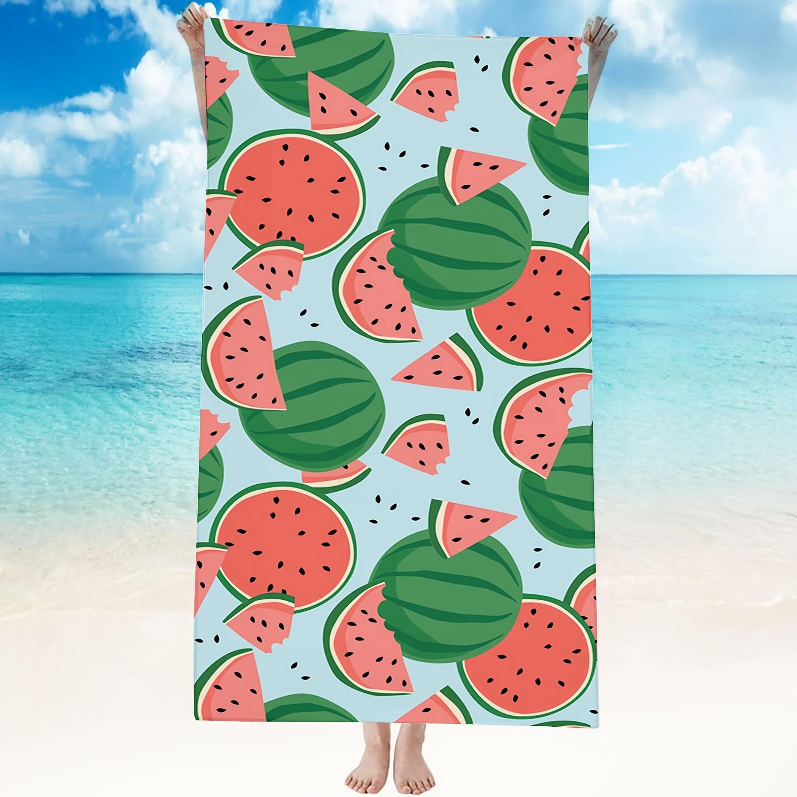 

Cartoon Watermelon Print Beach Towel, Fruit Theme Quick-Dry Soft Absorbent Bath Towel, Sand-Resistant Lightweight Beach Towel W40*H60(CM)