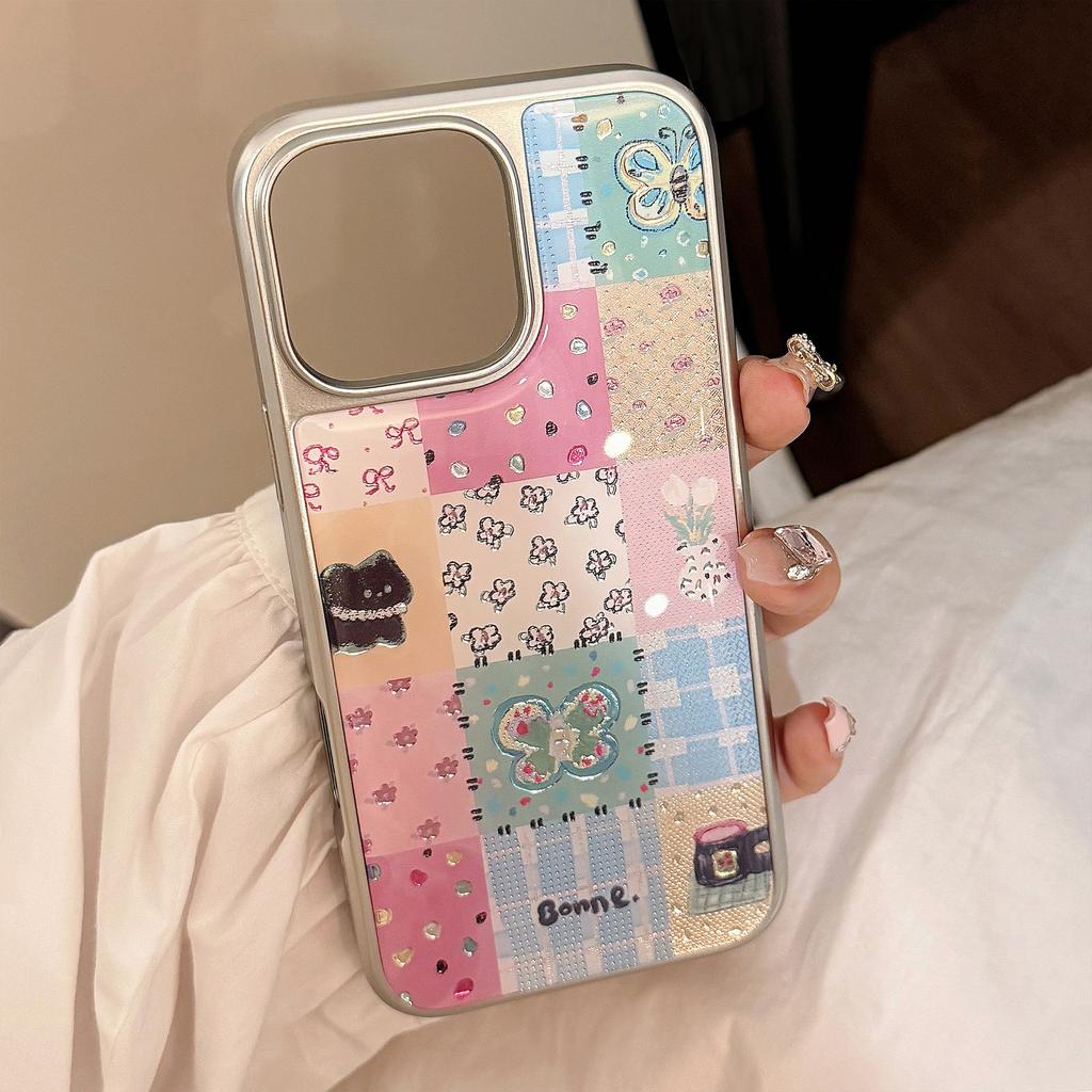 Gilt Ins Lattice Stitching 16pro Max Mobile Phone Case Iphone17 Apple 15 Electroplated High-quality Mobile Phone Case