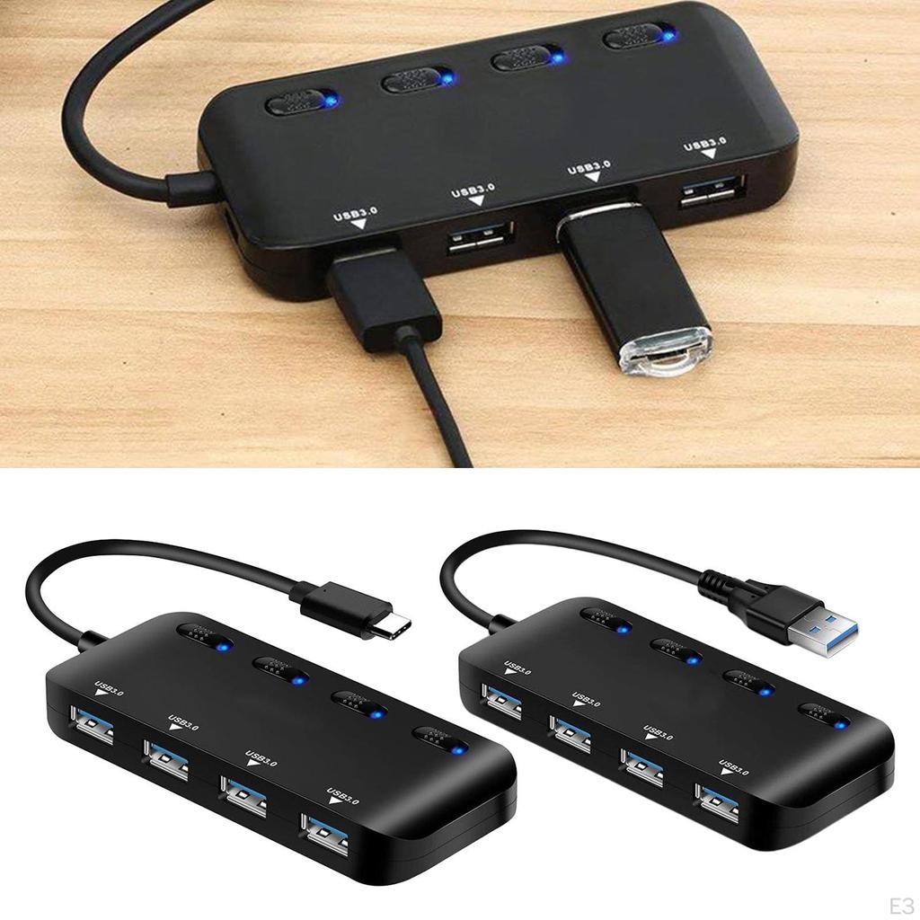 USB Multi Hub 5 Ports Portable 3.0 with LED Indicator Compatible Most