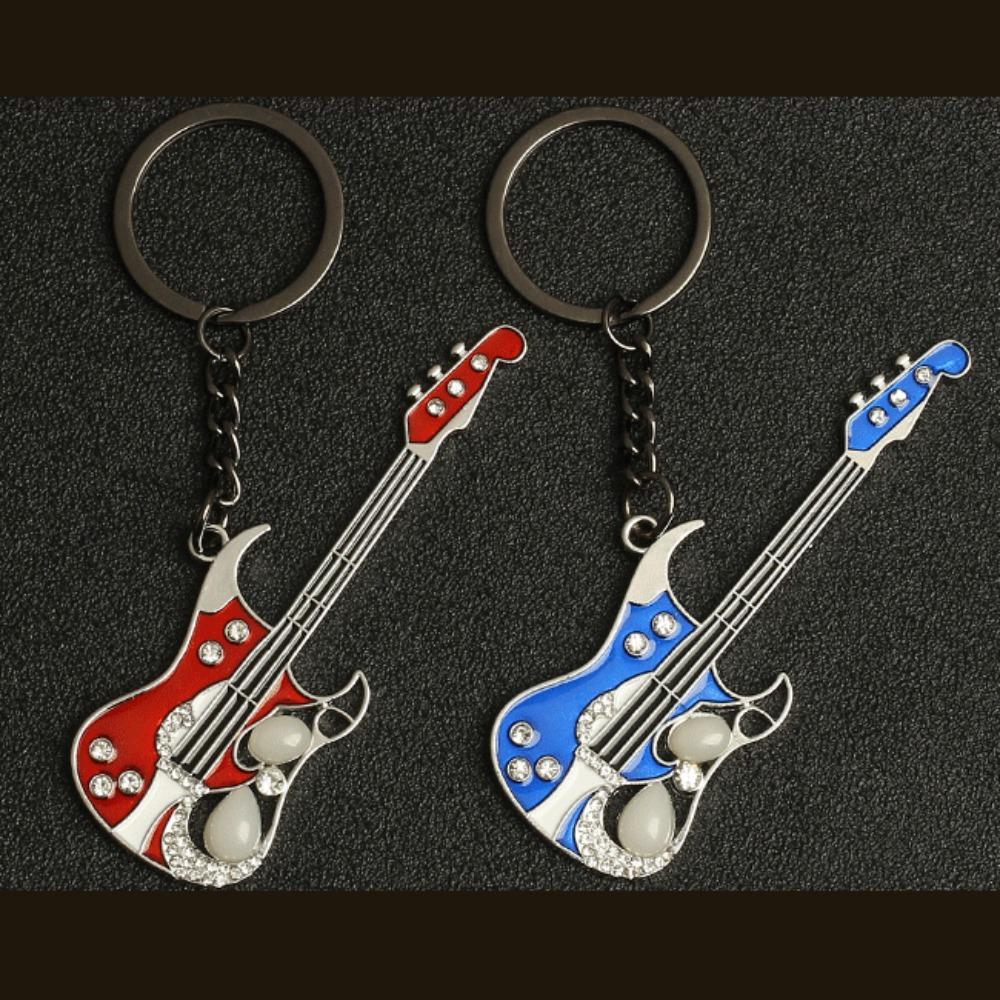 Y2k Y2k Guitar Keyring Guitar Shape Spot Drill Guitar Keychain Sweet Guitar Keychain  Bag Pendant