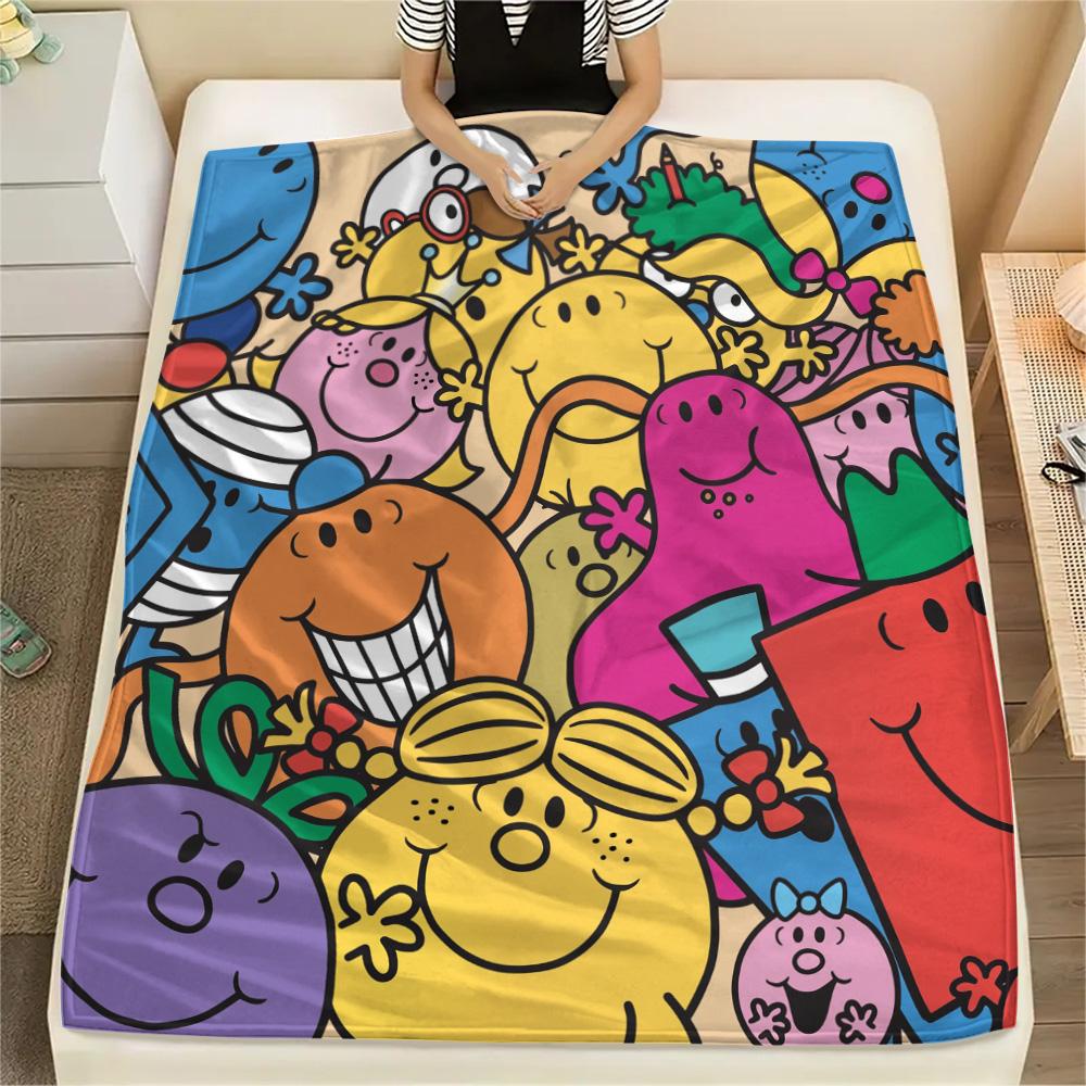 

Mr. Men Little Miss Print Flannel Blanket, High quality Comfortable for All Seasons, Home Decor, Warmth and Comfort 80cm x 120cm