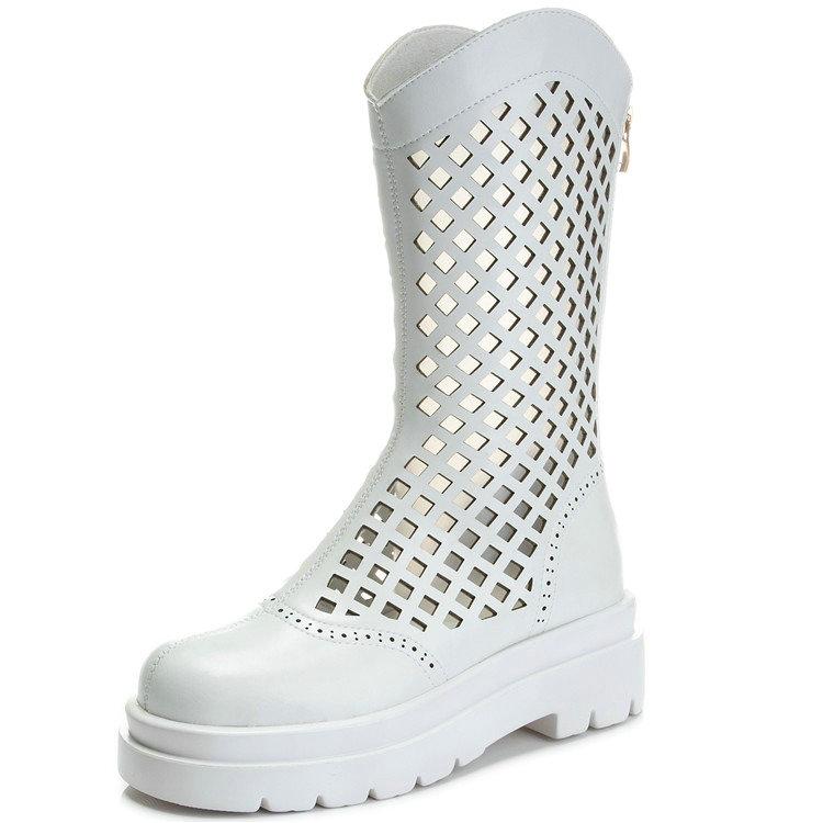 

Fashion Women S Hollow Ankle Boots Platform Spring Summer 2025 New Breathable Hole Hole Western Cool Boots Net Chelsea Boots 42 белый