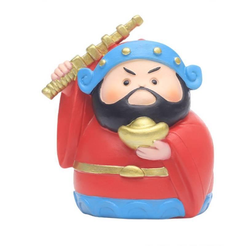 Adorable Resin Car Decorations Lucky Wealth God Figures Cartoon Style Stress Reliever