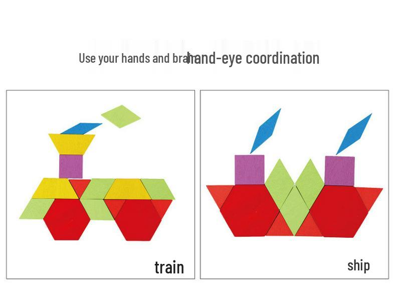 155-Piece Wooden Tangram Puzzle: 3D Geometric Shapes for Early Education and Creativity