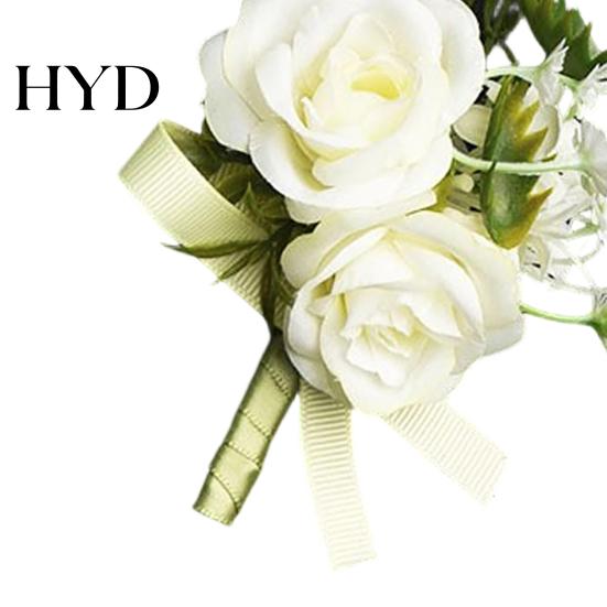 Forest Style Corsage White Wedding Flower Rustic Bridal Groom Boutonniere for Prom Lightweight Bride Bridesmaid Groomsman Western Silk