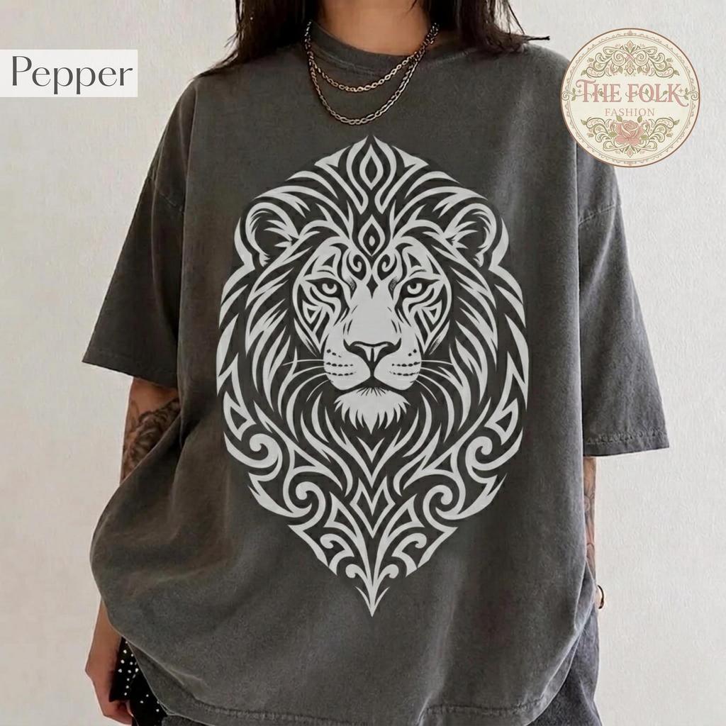 Tribal Lion Shirt, Retro Geometric Lion Tee, Mens Muscle Shirt, Vintage Lion Shirt, Comfort Colors Summer Shirt, Lion Graphic Tee