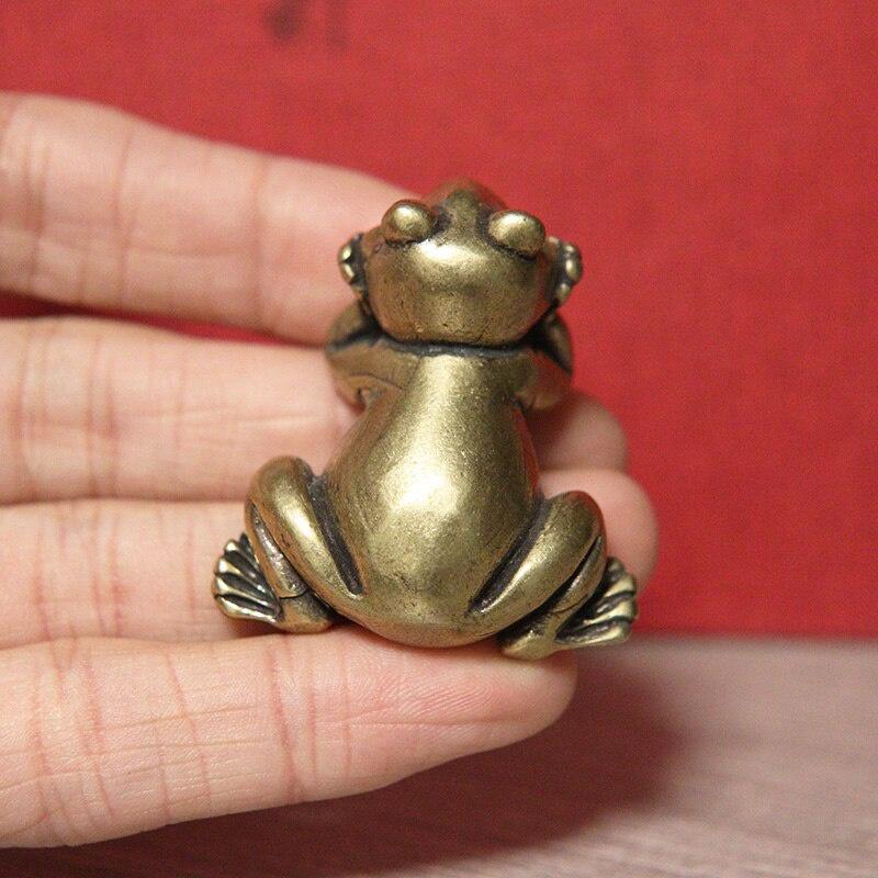 Brass Small Frog Miniatures Figurines Vintage Handmade Copper Animal Ornaments Home Decor Living Room Desktop Decorations Crafts