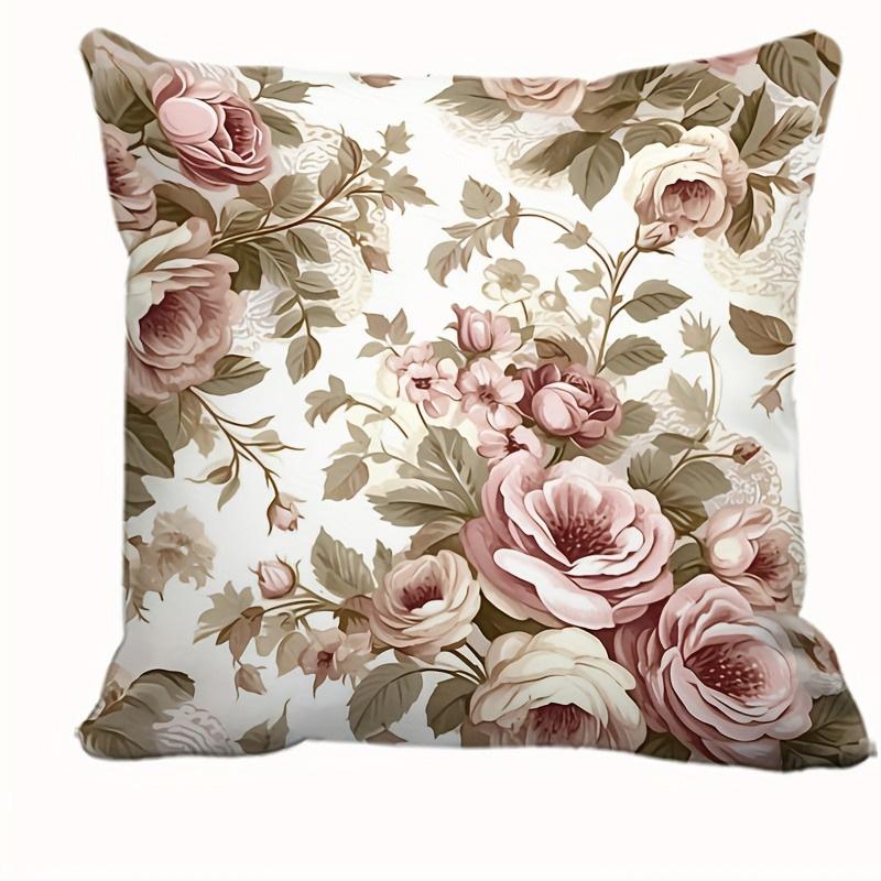 

Floral Rose Pattern Pillowcase ,Sofa bedroom cushion cover, single-sided printing, without pillow core 16x16in 40x40cm