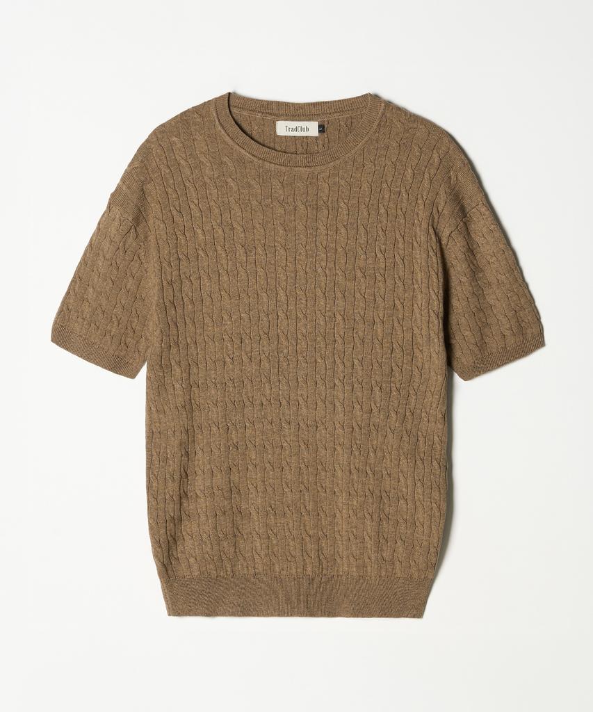 TRADCLUB Cable Round Short Sleeve Knit 7 Colors (Type A)