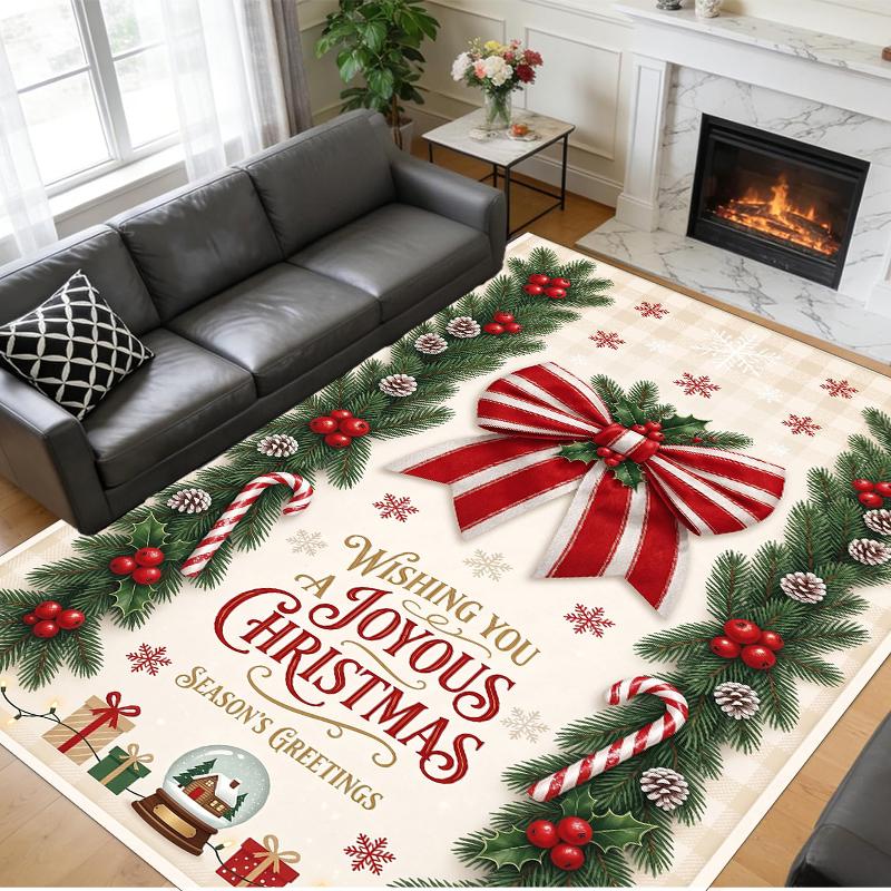 Christmas Printed Square Area Rug Soft Non Slip Floor Carpet For Bedroom Holiday Gift