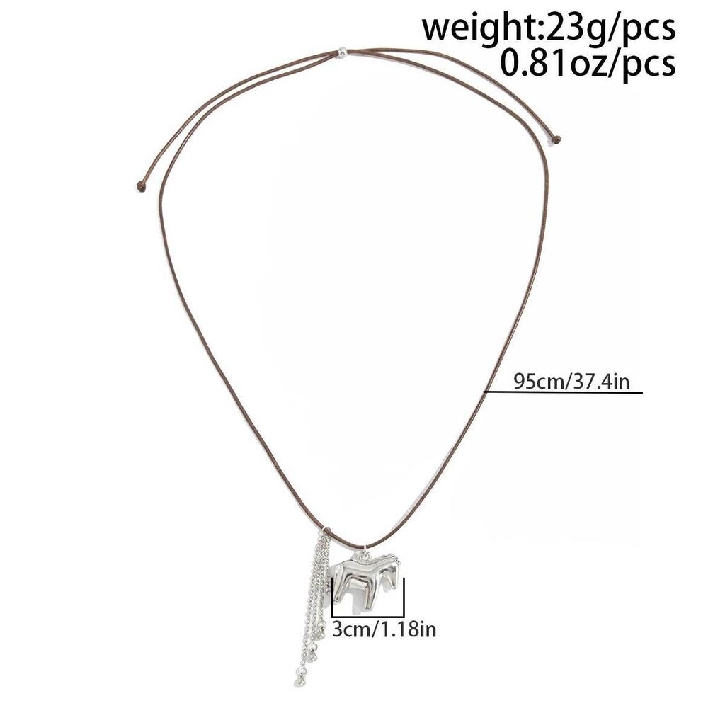 IngeSight.Z Minimalism Retro Adjustable Rope Chain Necklace for Women Creative Pony Pendant Choker Necklace Fashion Jewelry New