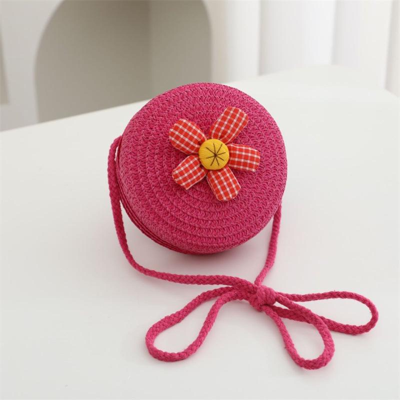 Children's Straw Woven Crossbody Bag - Small Girl's Phone and Coin Purse for Summer Outings and Seaside Trips