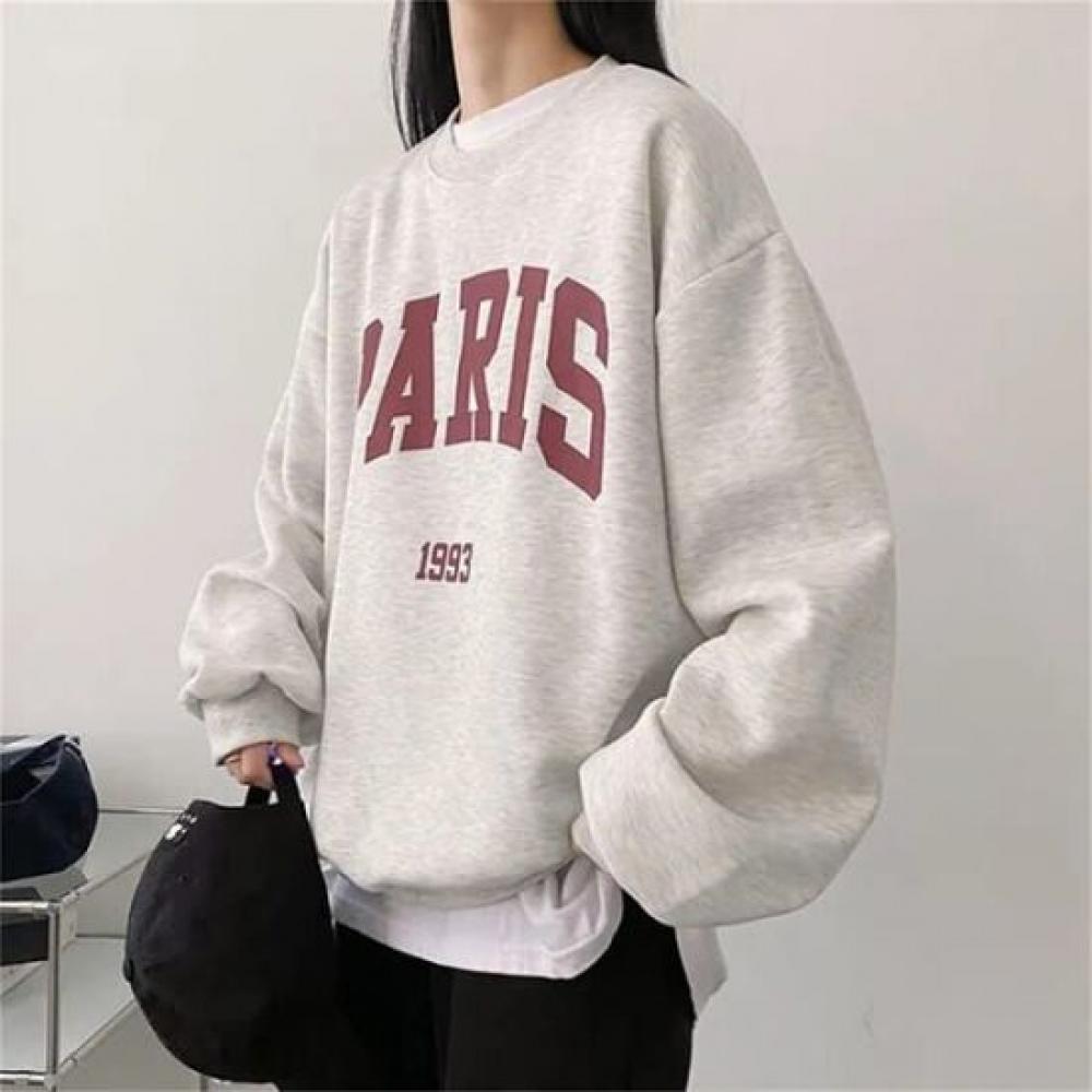 Navava Women Paris Lettering Long Sleeve Sweatshirt Nt2216