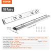 10 Pairs of 457.2mm Drawer Slides Side Mount Rails, Heavy Duty Full Extension Steel Track, Soft-Close Noiseless Guide Glides Cabinet Kitchen Runners