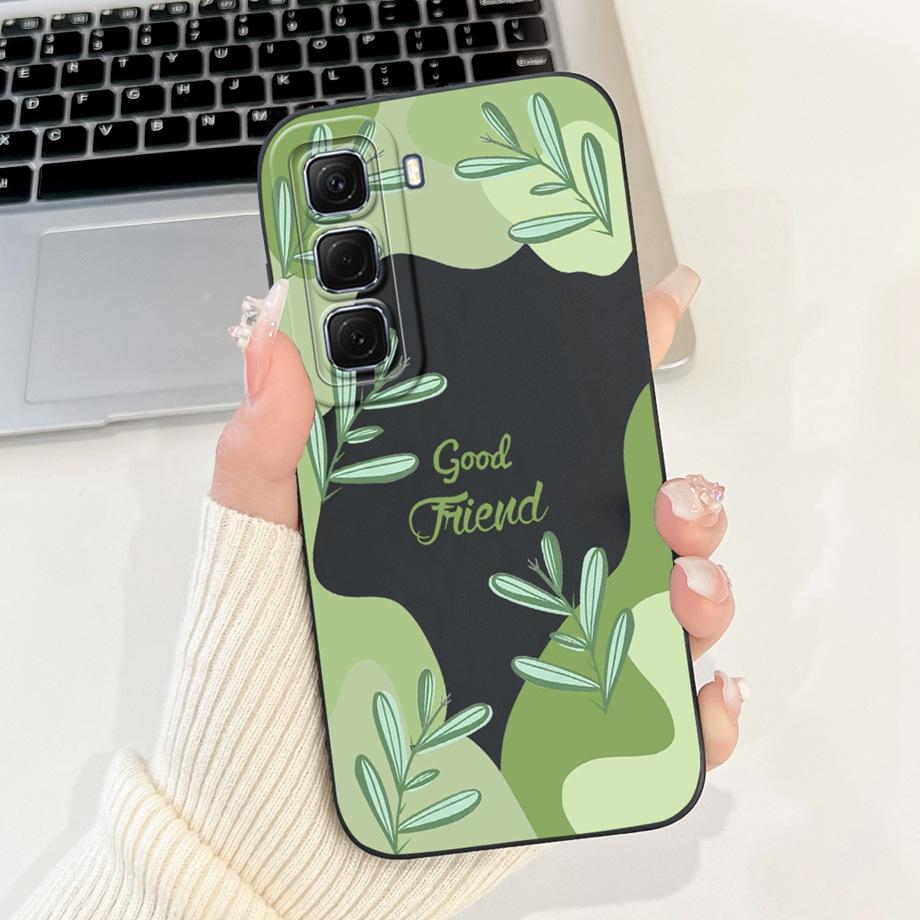 For Infinix Hot 50 50i 4G X6882 X6531 Case Liquid Silicone Soft TPU Back Cover Hot50 Hot50i Phone Funda Gothic Black Night Shell