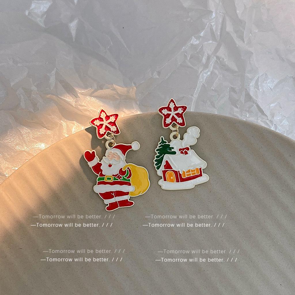 

Christmas Cute Cartoon Painted Earrings for Women - Japanese Korean Style
