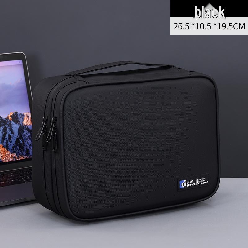Double-layer Electronics Storage Bag for Cables, Chargers, Earphones, USB Drives, Mouse, Hard Drives, and Power Banks