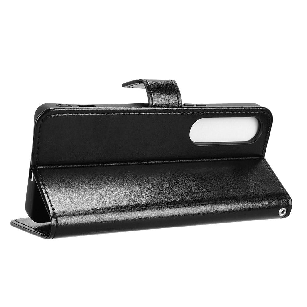 For Sony Xperia 1 VII PU Leather Case with Strap Crazy Horse Texture Phone Wallet Cover