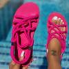 Large size women's sandals summer new woven women's shoes hemp rope set feet flat sandals women
