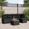 Vidaxl 6-Cz. Garden Furniture Set With Cushions, Black Poly Rattan