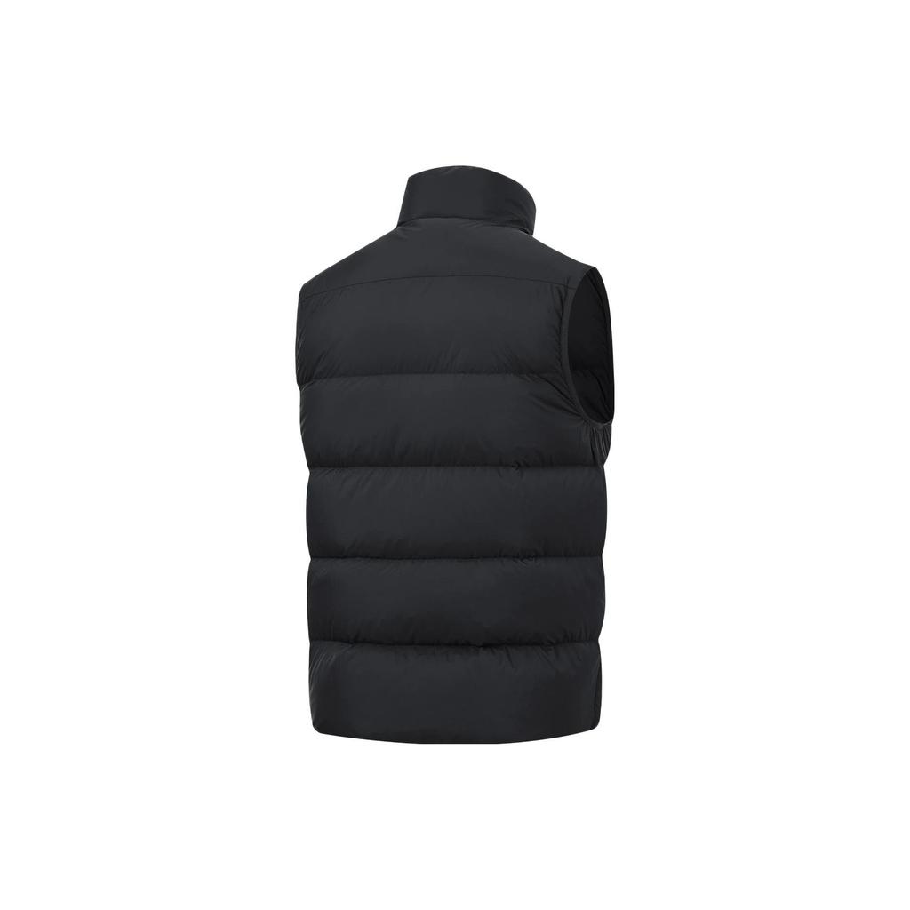 Li Ning Fitness Series Solid Color Logo Stand Collar Down Vest Men Vests Black AMRT015-1