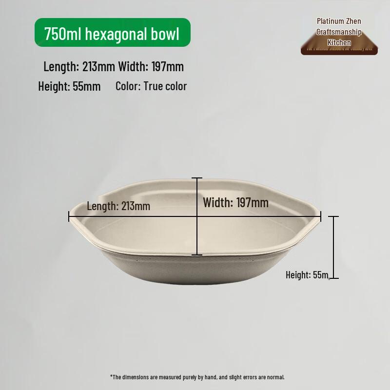 Bozhen Biodegradable Disposable 750ml Hexagonal Paper Bowl