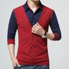 Maglia a maniche lunghe Patchwork Colorata da uomo Finto due pezzi Slim con colletto rovesciato Pullover per l'uso quotidiano