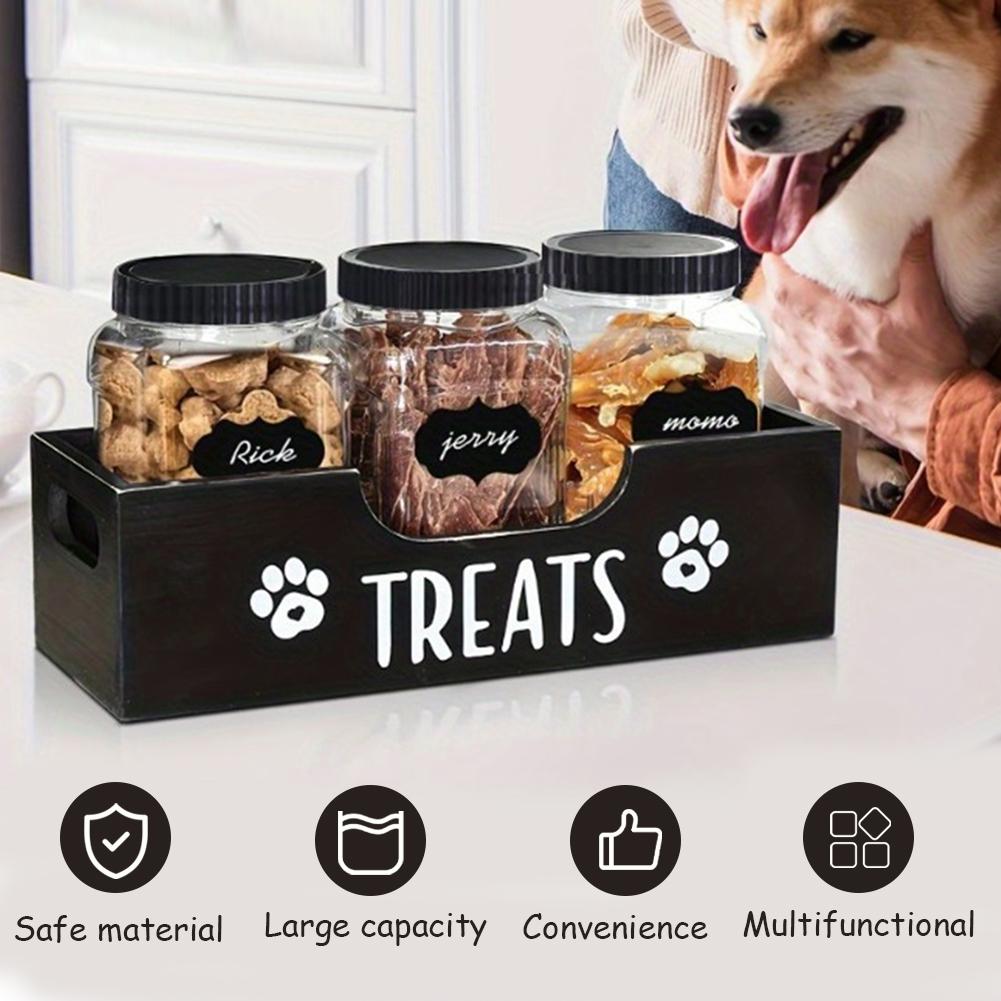 Wooden Pet Snack Storage Box Large Capacity Snack Organizer Multifunction Airtight Dog Treat Bin for Pet Gift Supply Accessories