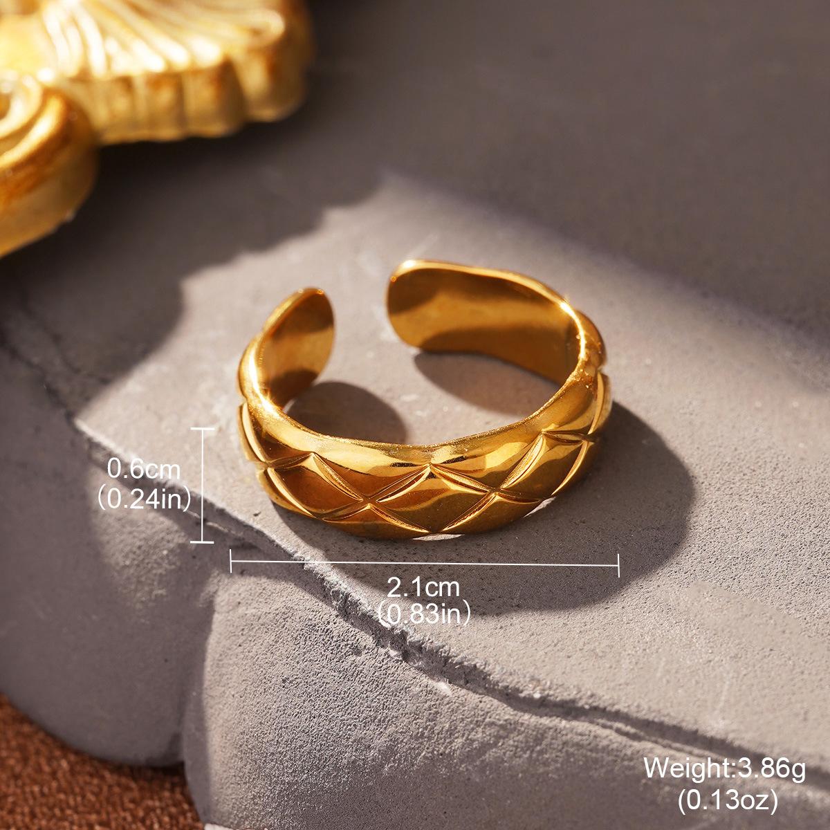 Personalized lines cross titanium steel ring women s retro fashion simple lines hollow open index finger ring