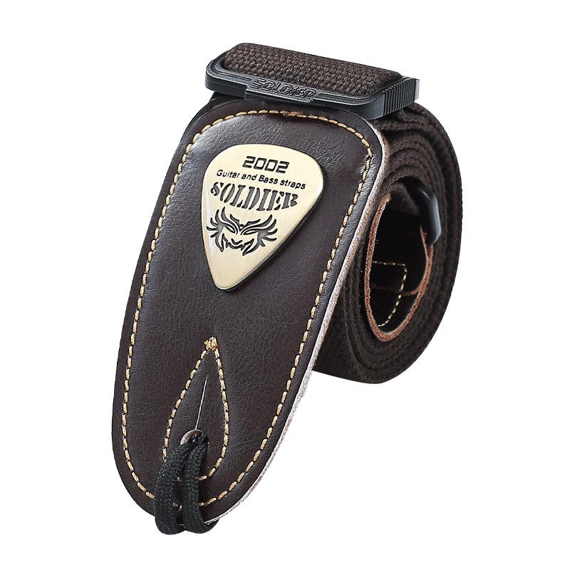 Perseus Soldier Guitar Strap: Genuine Leather, Wide Shoulder Design for Acoustic, Electric Guitar & Bass