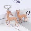 1/2Pcs Cute 3D Christmas Elk Keychains For Women Men Kawaii Flocked Sika Deer Pendant Bag Airpods Box Car Charm Jewelry